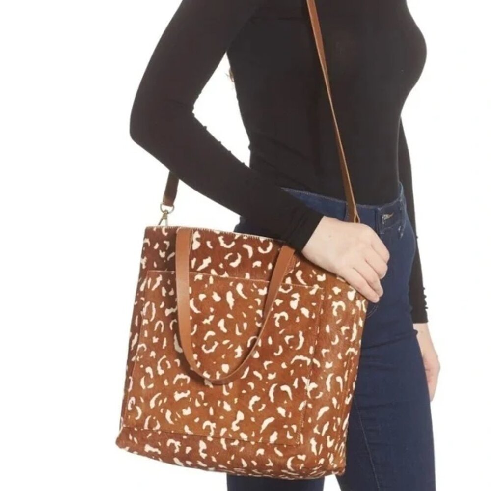 Madewell Brown and White Tote Bag
